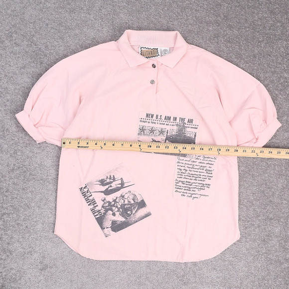 VTG 90s 80s Gitano US Military Printed Large Pink Short Sleeve Collared Shirt - Picture 4 of 9